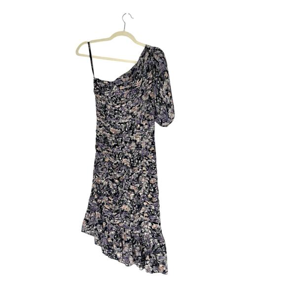 Shoshanna Midnight Mazie Puff One-Shoulder Dress Floral Print Size 0 Cocktail - Picture 4 of 8
